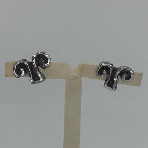 Vintage Sterling Aries Zodiac Stud Earrings